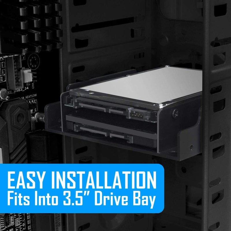 Kingwin SSD Hard Drive Mounting Kit Internal, Convert Any 2 x 2.5â€ Solid State Drive/HDD Into a 3.5 Inch Drive Bay. Mounting Screws Included, Quick and Easy Installation [HDM-226] - Image 2